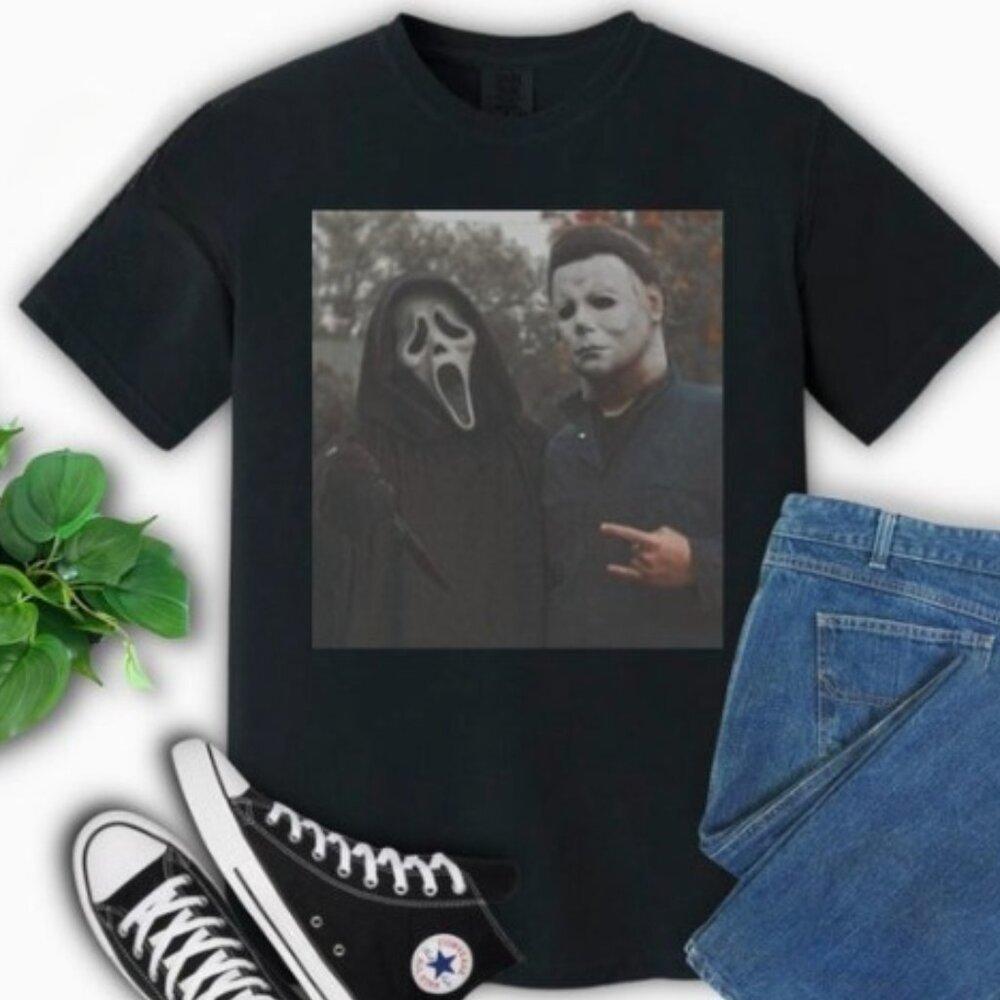 Funny Ghost Shirt Halloween Scary Movie Face Tshirt